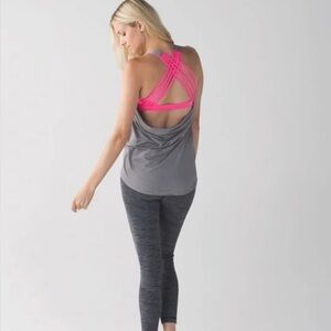 Lululemon Wild Tank Heathered Gray with Built In Pink Bra Draped Back Size 4